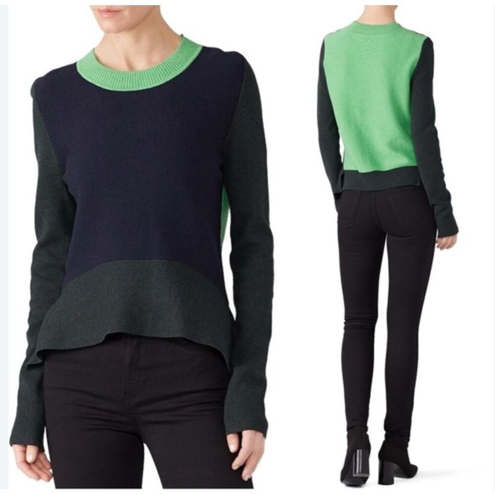 Tome Three Tone Merino Wool Blend Colorblock Sweater Women’s Size XS